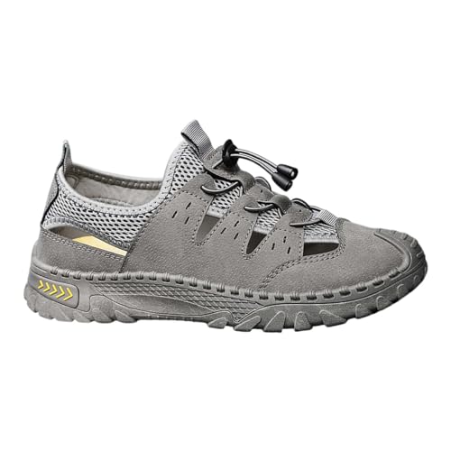 LZPCarra Outdoor-Sportschuhe für Herren, lässige, rutschfeste Wanderschuhe, rutschfeste Antikollisions-Lochschuhe, atmungsaktive Mesh-Herrenschuhe Schuhe Herren Speed (Grey, 39) von LZPCarra