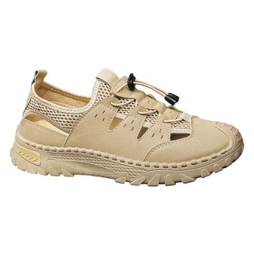 LZPCarra Outdoor-Sportschuhe für Herren, lässige, rutschfeste Wanderschuhe, rutschfeste Antikollisions-Lochschuhe, atmungsaktive Mesh-Herrenschuhe Schuhe Herren Speed (Khaki, 39) von LZPCarra