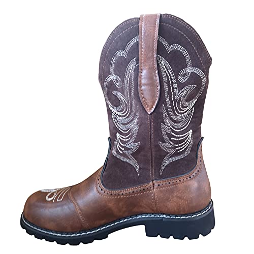 LZPCarra Plateau Cowboystiefel Stiefel für Damen Stiefel Stiefel Damen Vintage Cowboy Schuhe Stiefel Damen Stickerei für Damen Damenstiefel Gelb 36 (Coffee, 37) von LZPCarra