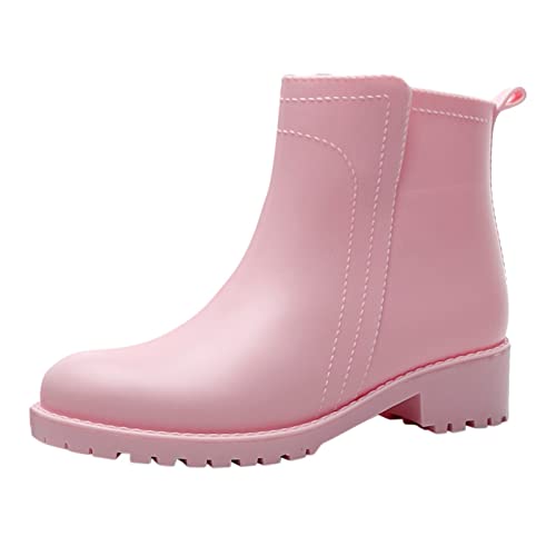 LZPCarra Punk-Stil Schneestiefel Damen rutschfeste Fleece-Socken im Inneren Regenstiefel Outdoor-Gummi-Wasserschuhe Schuhe Damen Schwarz 43 (Pink, 40) von LZPCarra