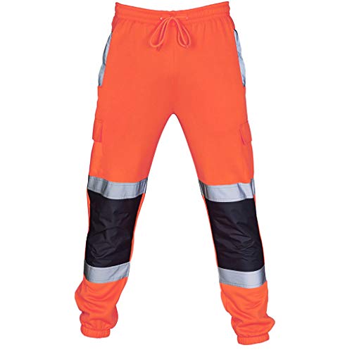 LZPCarra Reflektierende Hose Herren Lang - Arbeitshose Herren Mit Reflektoren Warnschutzhose Gelb Warnhose Orange Funktionshose Hose Sicherheitshose Schutzhose/Sporthose/Jogginghose/Trainingshose von LZPCarra