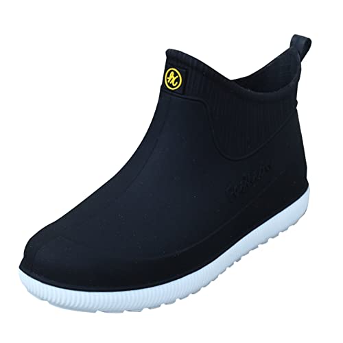 LZPCarra Regenstiefel Herren Kurzschlauch Wasserschuhe Küche Anti Labor Wasserdichte Regenschuhe Schuhe Herren 49 Größe (Black, 40) von LZPCarra