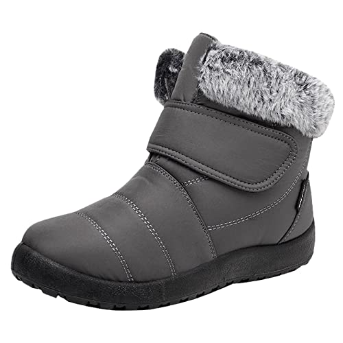 LZPCarra Schneestiefel für Damen, warme, wasserdichte, bequeme Slip-On-Outdoor-Winterschuhe für Damen Hochzeit Schuhe Damen Strass (Grey, 40) von LZPCarra