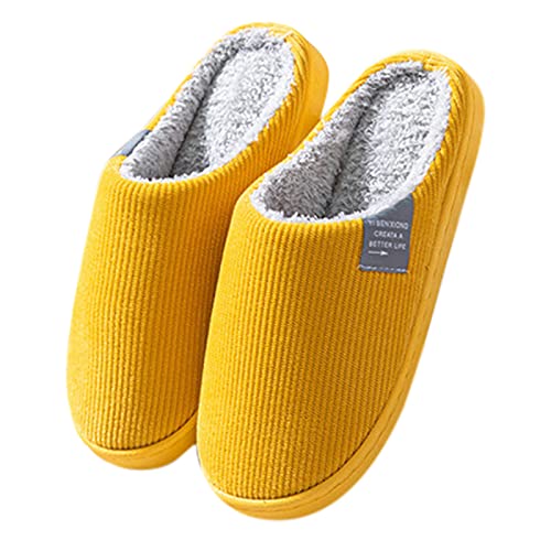 LZPCarra Silber Schuhe Damen Pumps Hausschuhe Schuhe Männer Flop Frauen weiches Haus für Frauen warme Flop Frauen-Hausschuh Damenschuhe Keilabsatz winter (Yellow, 38-39) von LZPCarra