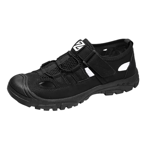 LZPCarra Sommer Atmungsaktive Trend Strand Schuhe Oberbekleidung Rutschfeste Baotou Männer Sandalen Herren Schuhe Mokassins Slipper (Black, 44) von LZPCarra