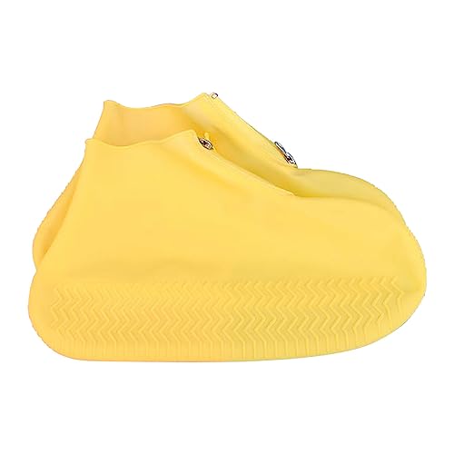 LZPCarra Verdickter, wasserdichter, Rutschfester Regenschuhüberzug aus Silikon und tragbarer, Rutschfester Regenschuhüberzug Schuhe Damen Stiefeletten Schwarz Mit Absatz (Yellow, 37) von LZPCarra