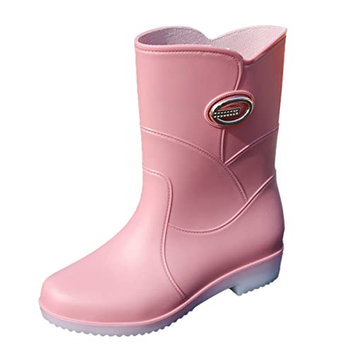 LZPCarra Working Custom Gummistiefel Herren PVC Gummistiefel Regenstiefel Schuhe Für Fersensporn Damen (Pink, 38) von LZPCarra