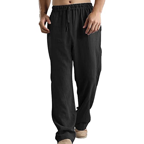 Leichte Sommerhose Herren Lang Stretch: Leinenhose Herren Sommer Leicht Freizeithose Loose Fit Schlafanzughose Lustige Hausehosen Für Männer Baumwollmischung Leinenhosen/Strandhose/Jogginghose von LZPCarra