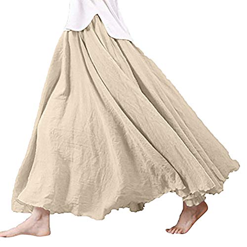Leinenrock Lang Mittelalter - Plisseerock Damen Lang-Sommerrock Baumwolle Lange RöCke Vintage Tellerrock Elegant Maxirock Einfarbig High Waist Faltenrock - Strandrock Sommer Swing Rock Leinenrock Lang Mittelalter - Plisseerock Damen Lang-Sommerrock Baumwolle Lange RöCke Vintage Tellerrock Elegant Maxirock Einfarbig High Waist Faltenrock - Strandrock Sommer Swing Rock von LZPCarra