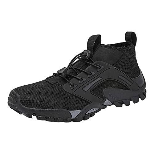 Mittelalter Schuhe Herren Herren-Sportschuhe, modisch und einfach, einfarbig, neues Muster, Sommer-Mesh, atmungsaktiv, dicke Sohle, Wanderschuhe, schnell trocknende und Sneaker Herren 44 Schwarz von LZPCarra