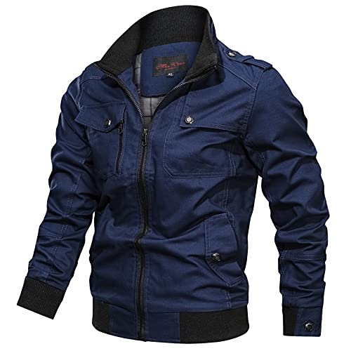 Pilotenjacke Herren Arbeitsjacke - Leichte Bomberjacke Herren Mit Kragen Fliegerjacke Langarm Freizeitjacke Jacke Herbst Sommer Übergangsjacke Causal Herbstjacke Militär Jacke Blouson Feldjacke von LZPCarra