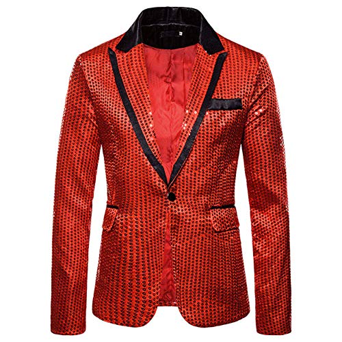 Sakko Herren Sportlich Regular Fit - Pailletten Blazer Herren Karneval Anzugjacke Langarm Steampunk-Jacke Vintage Freizeitjacke Mit Knopf Smoking Jacket Glitter-Sakko Für Hochzeit,Party,Festlich von LZPCarra