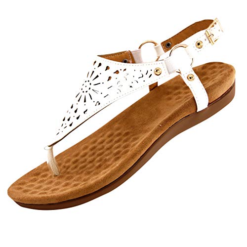 Sandalen Damen Schwarz Flach - Damen Sandalen Flach Glitzer, Boho Zehentrenner Sandalen Sommer Slip On Römersandalen Bequem Flach Sandalen Mode Komfort Orthopädische Sandalen Retro Strandschuhe von LZPCarra