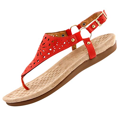 Sandalen Damen Schwarz Flach - Damen Sandalen Flach Glitzer, Boho Zehentrenner Sandalen Sommer Slip On Römersandalen Bequem Flach Sandalen Mode Komfort Orthopädische Sandalen Retro Strandschuhe von LZPCarra