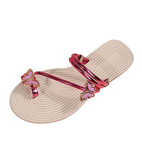 Sandaletten Damen Sommer Glitzer - Damen Sandalen Mit Absatz Elegant Sexy, Casual Flache Damenschuhe Strass Römische Schuhe Elegante Hausschuh Flip Flop Leicht Bequem Sommerschuhe Freizeitschuhe von LZPCarra