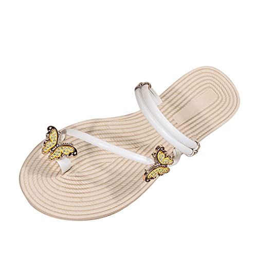 Sandaletten Damen Sommer Glitzer - Damen Sandalen Mit Absatz Elegant Sexy, Casual Flache Damenschuhe Strass Römische Schuhe Elegante Hausschuh Flip Flop Leicht Bequem Sommerschuhe Freizeitschuhe von LZPCarra