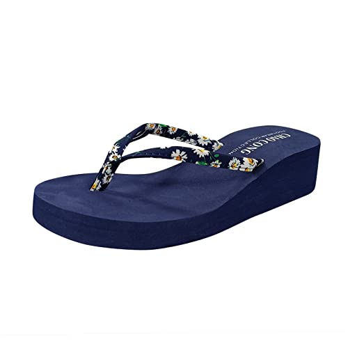 Schuhe Damen Slipper Elegant - Zehensandalen Damen Sommer, Bequemer Schlappen Einfache Slide Plateau Flip Flops Leichte Zehentrenner Strand Sommer Schuhe Badeschlappen Flach Slippers Sandalen von LZPCarra