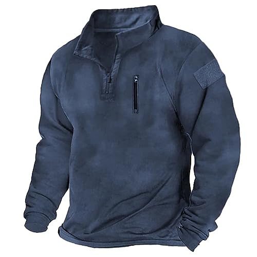 Sweatshirt Herren Ohne Kapuze Mit Reißverschluss - Pullover Herren Mit Kapuze Oversize, Half Zip Sweatjacke Ohne Kapuze Jacke Mit Kragen Pullover Männer Arbeitspullover Oversize Sport Clothing von LZPCarra