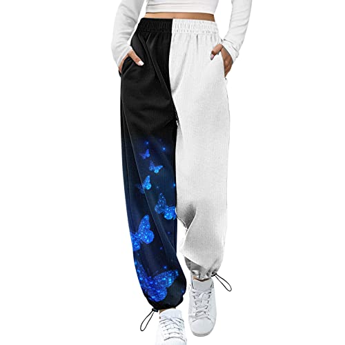 Teenager MäDchen Kleidung Trend Hosen - Zweifarbige-Jogginghose Damen Baumwolle Lang Freizeithosen High Waist Yogahose Loose Sweathose Oversize Trainingshose/Sweatpants Loungehose Outdoor-Jogginghosen von LZPCarra