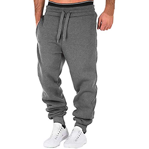 Thermohose Herren Winter - Sporthose Herren Lang, Jogginghose Winterhose Herren Gefüttert Elastische Taille Mit Kordelzug Hosen Stretch Loose Fit Freizeithose Taschenhose Spleißen Herrenhose von LZPCarra