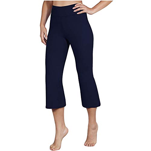 Yogahose Damen Weites Bein 3/4 Länge Freizeithose Stretch-Schlaghose High Waist Elegant Stoffhose Bootcut-Hose Leicht Sommerhose Kurz Jogginghose/Schlupfhose 7/8 Yoga-Hosen Pumphose-Sporthose von LZPCarra