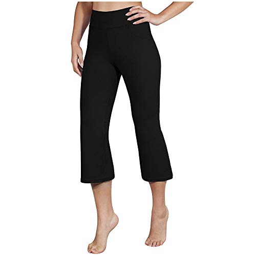 Yogahose Damen Weites Bein 3/4 Länge Freizeithose Stretch-Schlaghose High Waist Elegant Stoffhose Bootcut-Hose Leicht Sommerhose Kurz Jogginghose/Schlupfhose 7/8 Yoga-Hosen Pumphose-Sporthose von LZPCarra