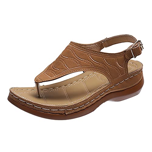 Zehensandalen Damen Orthopädisch - Pantoletten Damen Sommer Modern, Boho Pantolette Komfort Strand Pantoffeln Flip Flops Lässige Slip On Walking Mode Badelatschen Elegant Freizeit Sportsandalen von LZPCarra