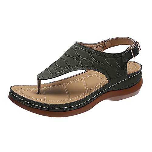 Zehensandalen Damen Orthopädisch - Pantoletten Damen Sommer Modern, Boho Pantolette Komfort Strand Pantoffeln Flip Flops Lässige Slip On Walking Mode Badelatschen Elegant Freizeit Sportsandalen von LZPCarra