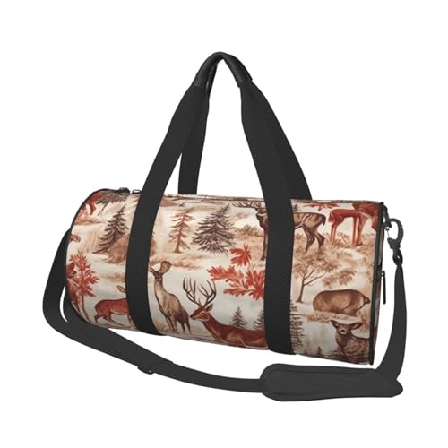 Animal Wilderness Bear Deer Reisetasche für Damen Herren Turnbeutel Große Duffle Bag Weekender Übernachtungstasche mit Schultergurt, Schwarz, Einheitsgröße, Schwarz , Einheitsgröße von LZQPOEAS