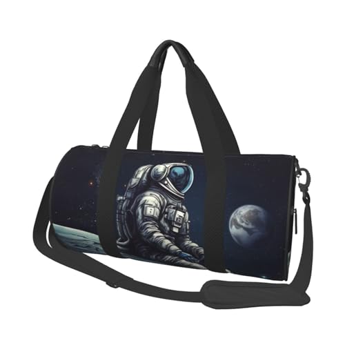 Astronaut Weltraum-Reisetasche für Damen und Herren, Turnbeutel, große Reisetasche, Wochenendtasche, Übernachtungstasche mit Schultergurt, Schwarz, Einheitsgröße, Schwarz , Einheitsgröße von LZQPOEAS