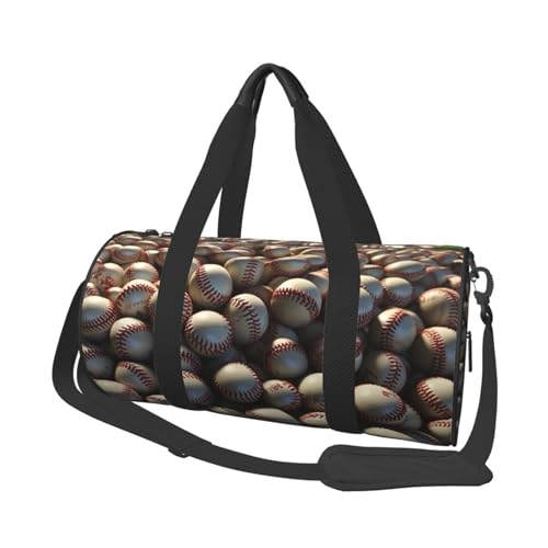 Baseball-Reisetasche für Damen und Herren, Turnbeutel, große Reisetasche, Wochenendtasche, Übernachtungstasche mit Schultergurt, Schwarz, Einheitsgröße, Schwarz , Einheitsgröße von LZQPOEAS