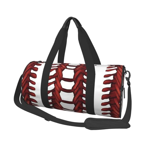 Baseball-Softball-Schnürsenkel, Reisetasche für Damen und Herren, Turnbeutel, große Reisetasche, Wochenendtasche, Übernachtungstasche mit Schultergurt, Schwarz, Einheitsgröße, Schwarz , Einheitsgröße von LZQPOEAS