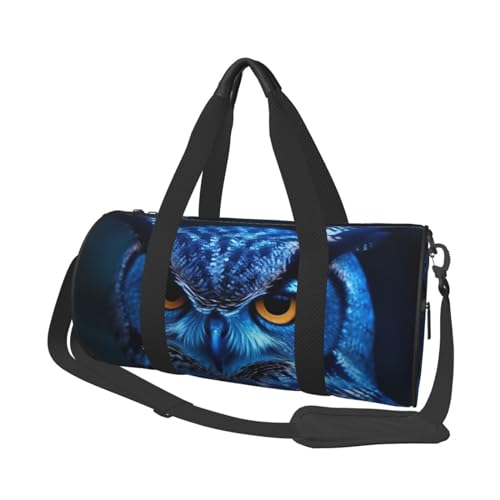 Blaue Eule Reisetasche für Damen und Herren, Turnbeutel, große Reisetasche, Wochenendtasche, Übernachtungstasche mit Schultergurt, Schwarz, Einheitsgröße, Schwarz , Einheitsgröße von LZQPOEAS