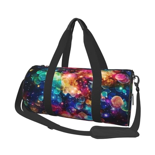 Bunte Regenbogensterne Reisetasche für Damen und Herren, Turnbeutel, große Reisetasche, Wochenendtasche, Übernachtungstasche mit Schultergurt, Schwarz, Einheitsgröße, Schwarz , Einheitsgröße von LZQPOEAS