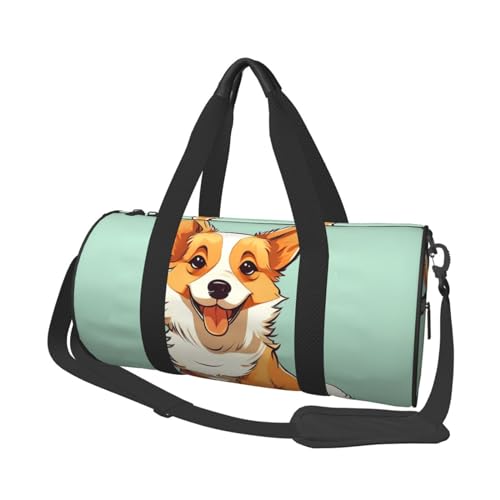 Corgi Süße Hunde-Reisetasche für Damen und Herren, Turnbeutel, große Reisetasche, Wochenendtasche, Übernachtungstasche mit Schultergurt, Schwarz, Einheitsgröße, Schwarz , Einheitsgröße von LZQPOEAS