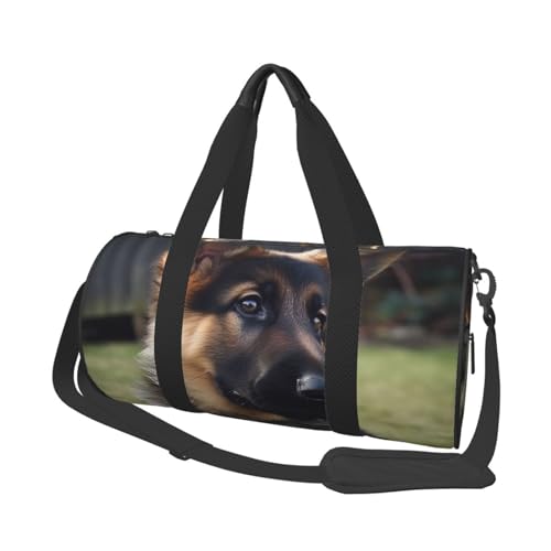 Deutscher Schäferhund Welpe Reisetasche für Damen Herren Turnbeutel Große Duffle Bag Weekender Übernachtungstasche mit Schultergurt, Schwarz, Einheitsgröße, Schwarz , Einheitsgröße von LZQPOEAS