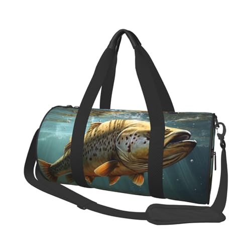 Fly Fish Reisetasche für Damen und Herren, Turnbeutel, große Reisetasche, Wochenendtasche, Übernachtungstasche mit Schultergurt, Schwarz, Einheitsgröße, Schwarz , Einheitsgröße von LZQPOEAS