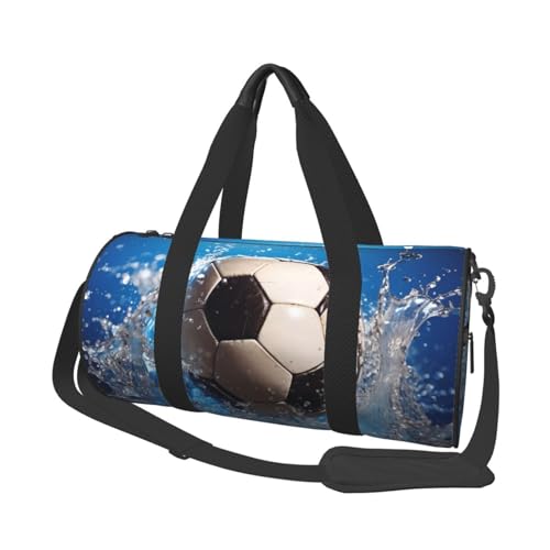 Fußball-Wasser-Reisetasche für Damen und Herren, Turnbeutel, große Reisetasche, Wochenendtasche, Übernachtungstasche mit Schultergurt, Schwarz, Einheitsgröße, Schwarz , Einheitsgröße von LZQPOEAS