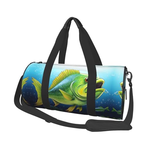 Green Fish Reisetasche für Damen und Herren, Turnbeutel, große Reisetasche, Wochenendtasche, Übernachtungstasche mit Schultergurt, Schwarz, Einheitsgröße, Schwarz , Einheitsgröße von LZQPOEAS