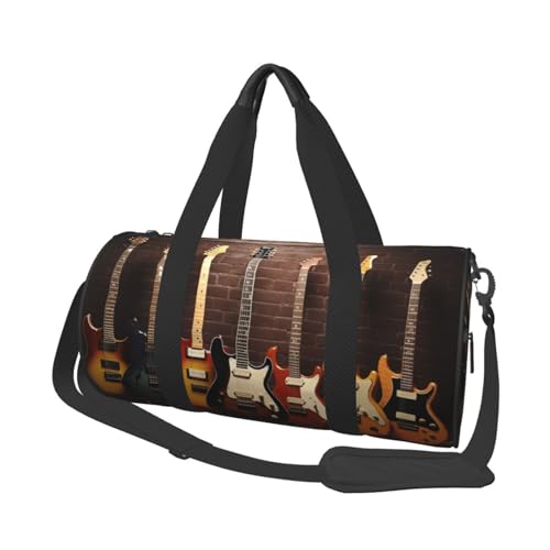 Guitar Collection Reisetasche für Damen und Herren, Turnbeutel, große Reisetasche, Wochenendtasche, Übernachtungstasche mit Schultergurt, Schwarz, Einheitsgröße, Schwarz , Einheitsgröße von LZQPOEAS