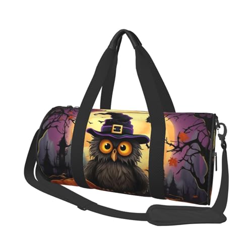 Halloween Eule Geist Kürbis Reisetasche für Damen Herren Turnbeutel Große Duffle Bag Weekender Übernachtungstasche mit Schultergurt, Schwarz, Einheitsgröße, Schwarz , Einheitsgröße von LZQPOEAS