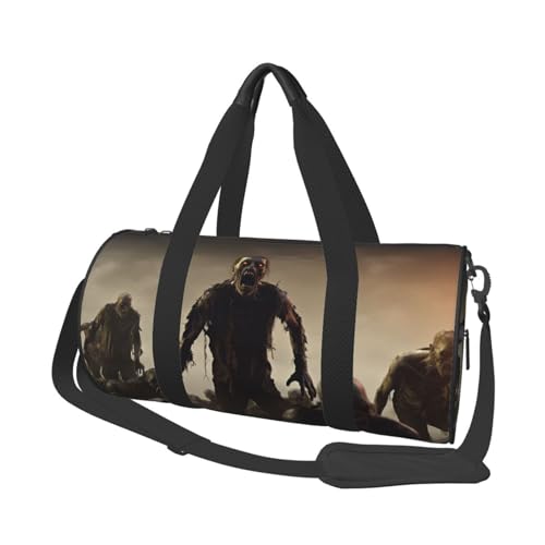 Many Zombie Reisetasche für Damen Herren Turnbeutel Große Duffle Bag Weekender Übernachtungstasche mit Schultergurt, Schwarz, One Size, Schwarz , Einheitsgröße von LZQPOEAS