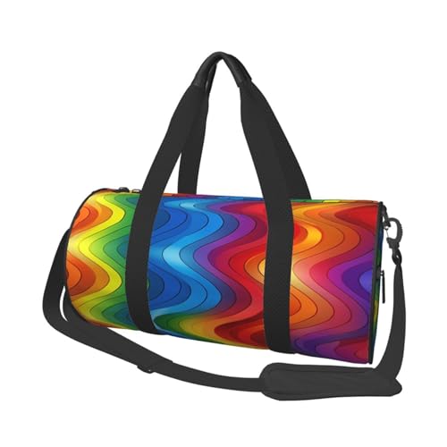 Rainbow Reisetasche für Damen und Herren, Turnbeutel, große Reisetasche, Wochenendtasche, Übernachtungstasche mit Schultergurt, Schwarz, Einheitsgröße, Schwarz , Einheitsgröße von LZQPOEAS