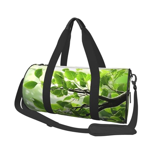 Refreshing Leaves Reisetasche für Damen Herren Turnbeutel Große Duffle Bag Weekender Übernachtungstasche mit Schultergurt, Schwarz, Einheitsgröße, Schwarz , Einheitsgröße von LZQPOEAS