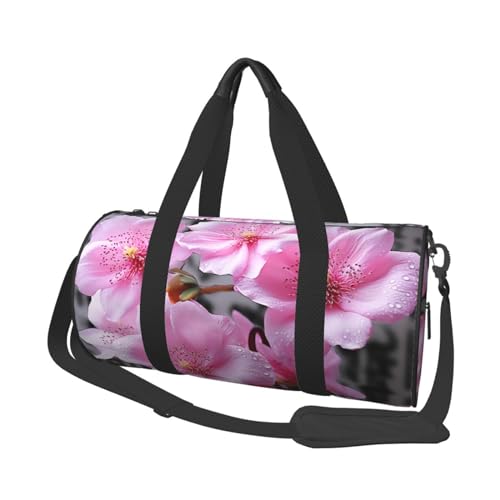 Reisetasche für Damen und Herren, Motiv: rosa Blätter, Blumen, große Reisetasche, Wochenendtasche, Übernachtungstasche mit Schultergurt, Schwarz, Einheitsgröße, Schwarz , Einheitsgröße von LZQPOEAS