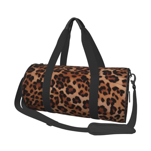 Reisetasche mit Leopardenmuster für Damen und Herren, Turnbeutel, große Reisetasche, Wochenendtasche, Übernachtungstasche mit Schultergurt, Schwarz, Einheitsgröße, Schwarz , Einheitsgröße von LZQPOEAS