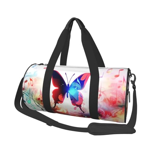 Reisetasche mit Musik, Schmetterling, für Damen und Herren, Turnbeutel, große Reisetasche, Wochenendtasche, Übernachtungstasche mit Schultergurt, Schwarz, Einheitsgröße, Schwarz , Einheitsgröße von LZQPOEAS