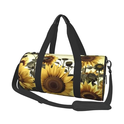 Reisetasche mit Sonnenblumen-Motiv, für Damen und Herren, Sporttasche, große Reisetasche, Wochenendtasche, Übernachtungstasche mit Schultergurt, Schwarz, Einheitsgröße, Schwarz , Einheitsgröße von LZQPOEAS