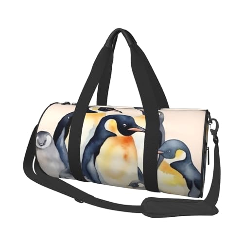 Reisetasche mit Tierpinguin-Muster für Damen und Herren, Sporttasche, große Reisetasche, Wochenendtasche, Übernachtungstasche mit Schultergurt, Schwarz, Einheitsgröße, Schwarz , Einheitsgröße von LZQPOEAS