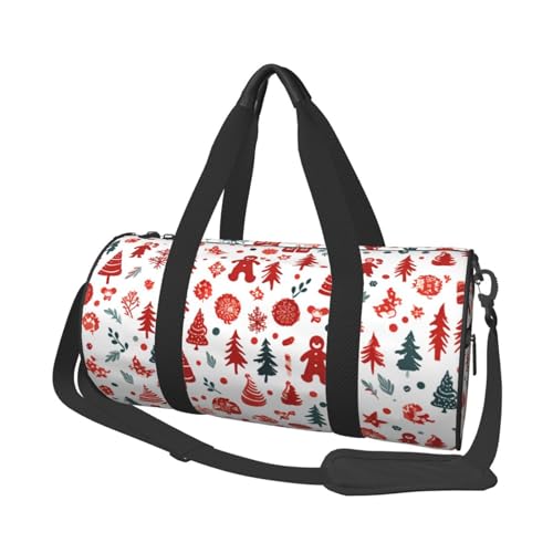 Reisetasche mit Weihnachtsaufdruck, für Damen und Herren, Turnbeutel, große Reisetasche, Wochenendtasche, Übernachtungstasche mit Schultergurt, Schwarz, Einheitsgröße, Schwarz , Einheitsgröße von LZQPOEAS